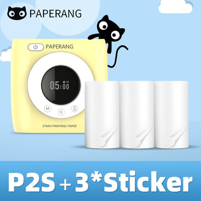 PAPERANG P2S 300dpi BT Pocket Printer Wireless Thermal Printer Portable Photo Label Clock Function Sticker Thermal Paper Roll Creole-boutique
