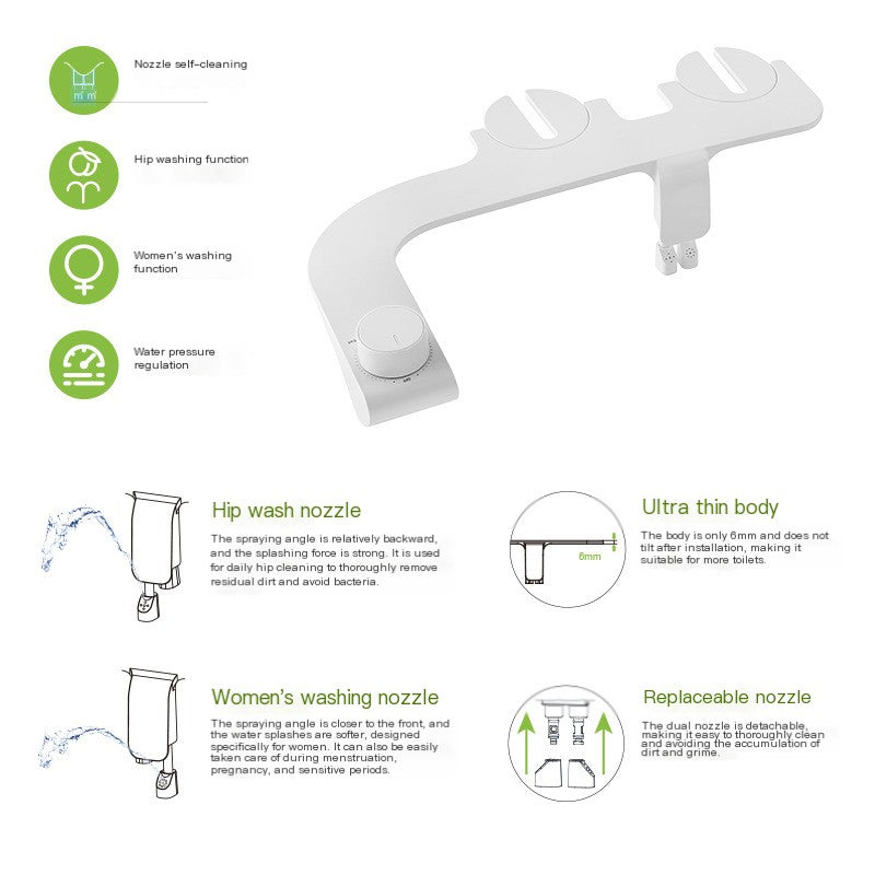 Ultra-thin Battery-free Bidet with Dual Nozzles Creole-boutique