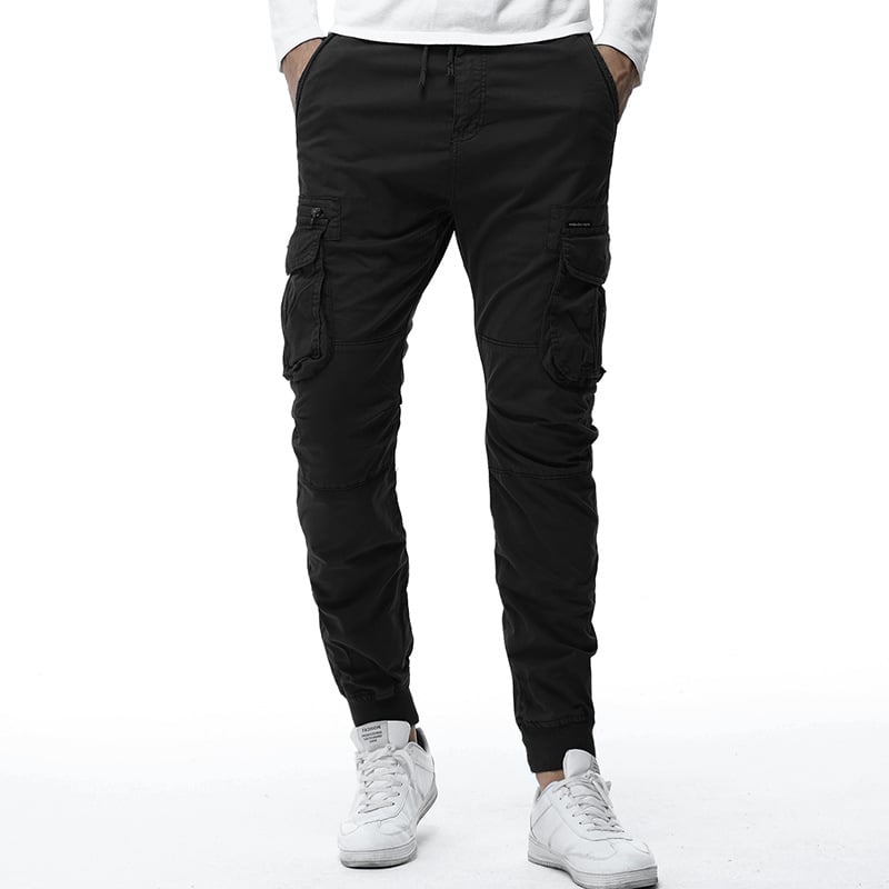 Pantalons cargo décontractés à taille élastique et liens de serrage