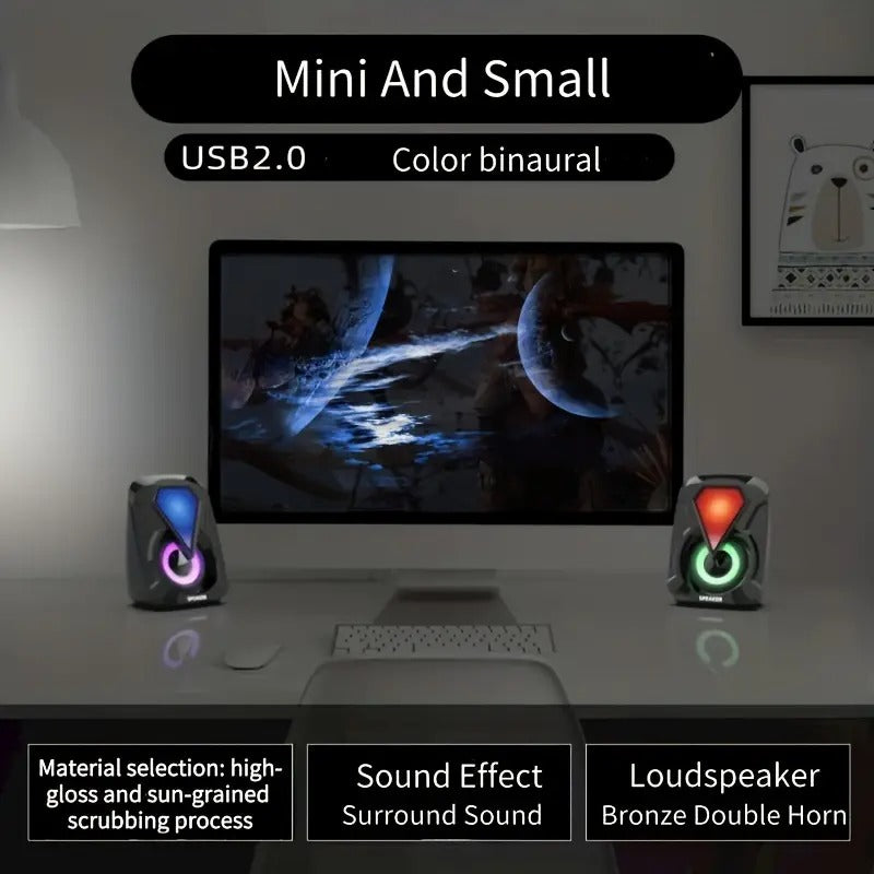 Compact 3W Stereo USB Computer Speakers with Bass