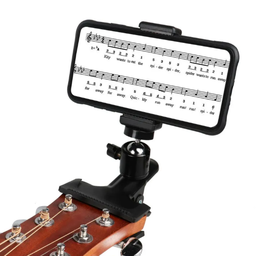 Support de téléphone avec pince pour guitare