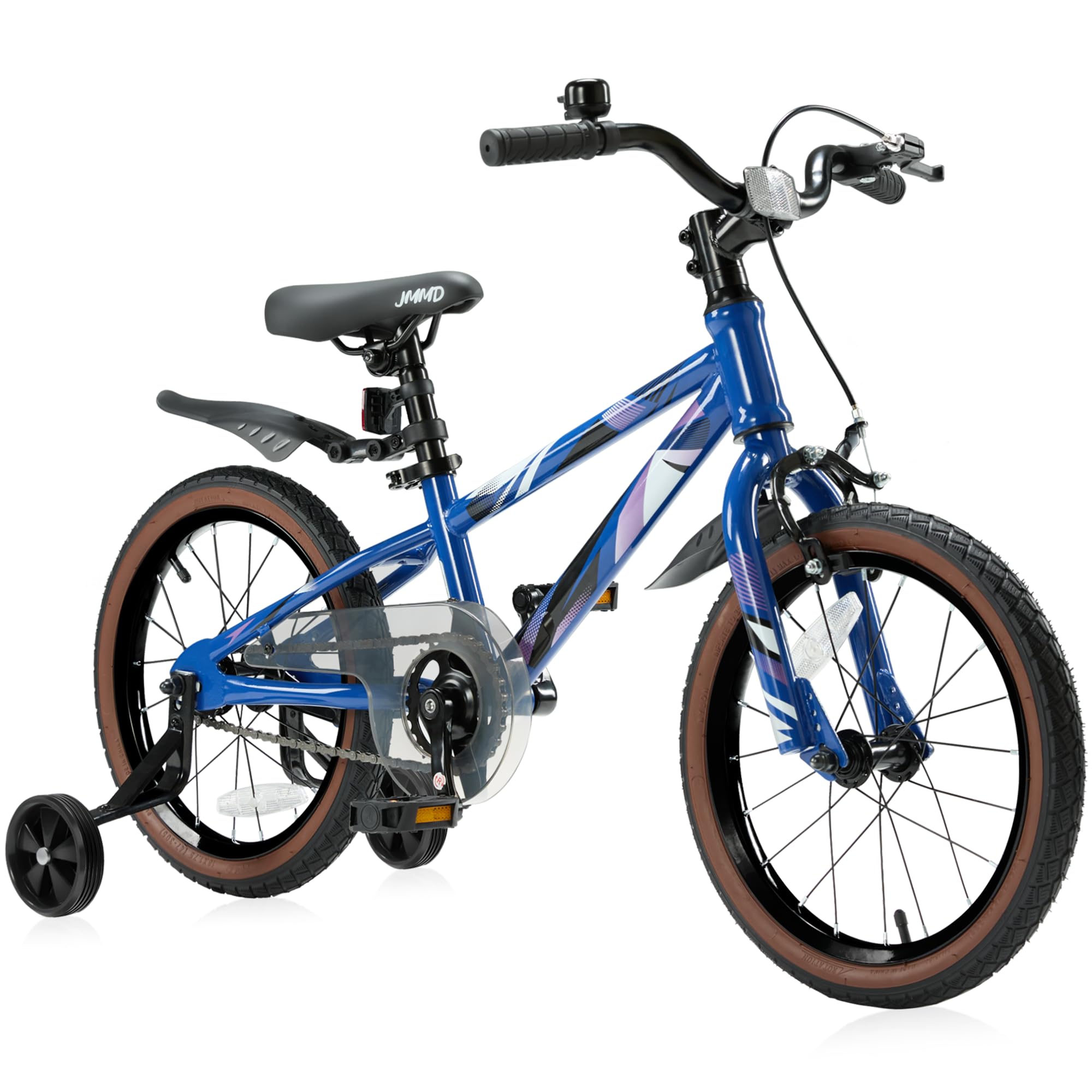 JMMD Kids Bike for Ages 4-12 Years Old Boys Girls 14 16 18 Inch Kids Bike with Training Wheels & Kickstand Kids Bicycle for Toddlers and Kids with Handbrake (16 bluepurple)