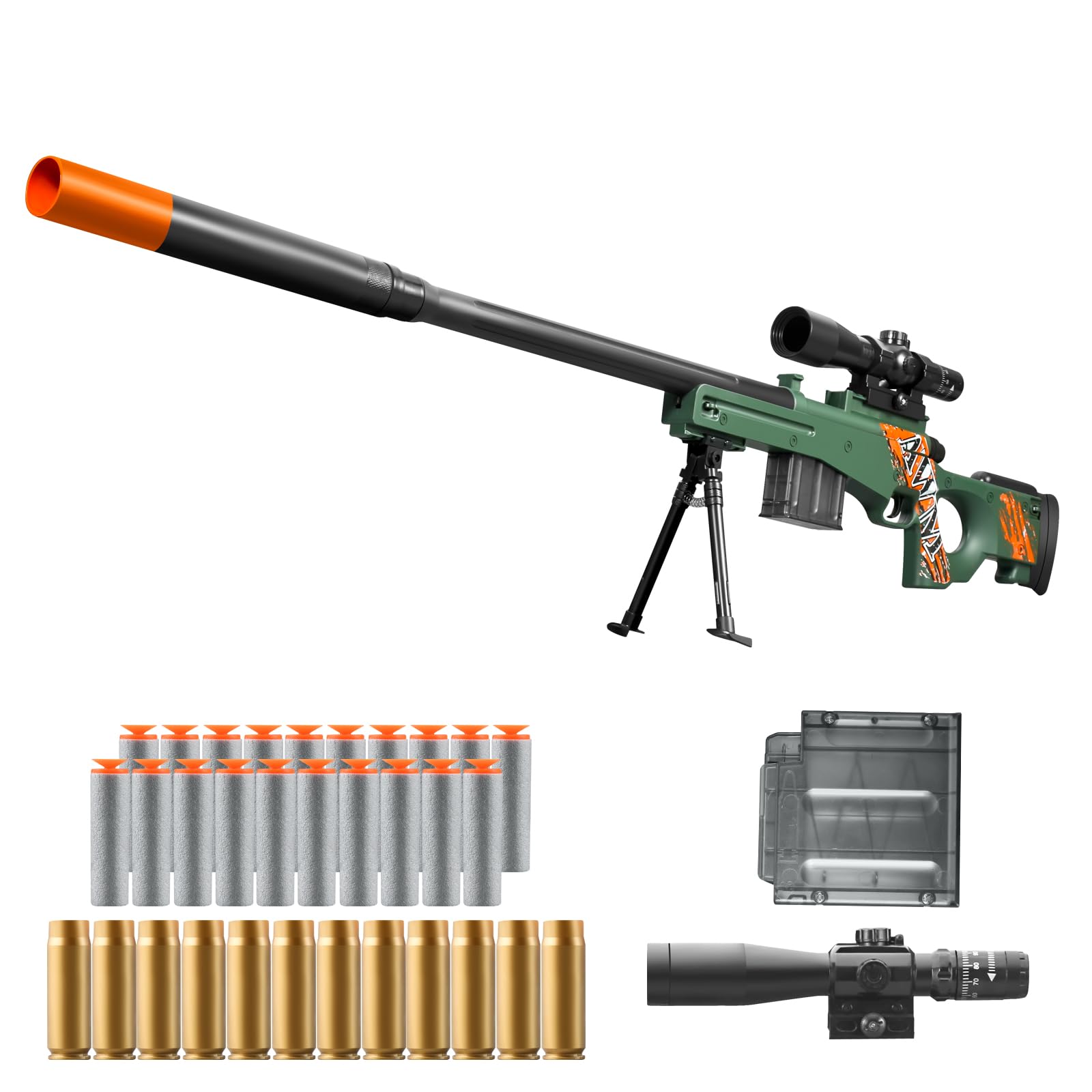 Toy Gun Dart Foam Pellet Blasters Shell Ejecting Shotgun Cool Stuff Gifts for Boy Age 8+ 9 10 11 12 Year Old Teen Adult Kid Shooting Game with Scope Soft Bullet Sniper Rifle (Green)