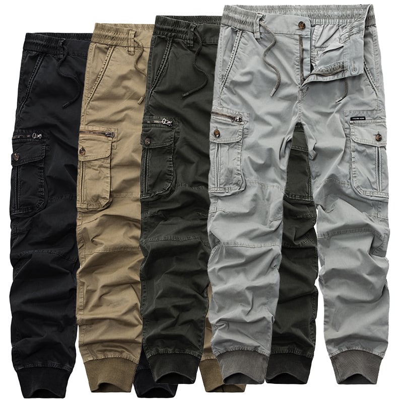 Pantalons cargo décontractés à taille élastique et liens de serrage
