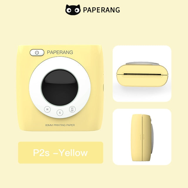 PAPERANG P2S 300dpi BT Pocket Printer Wireless Thermal Printer Portable Photo Label Clock Function Sticker Thermal Paper Roll Creole-boutique