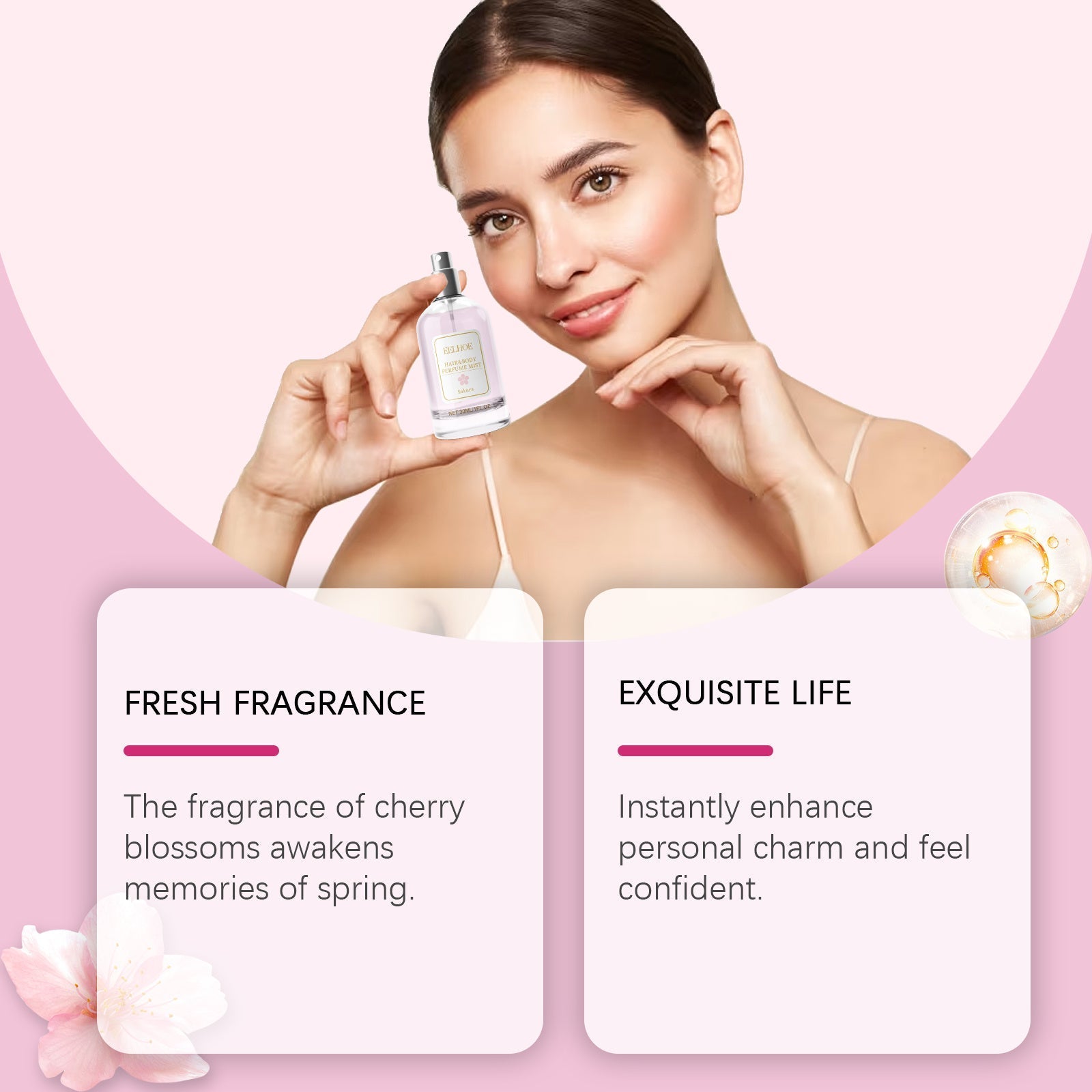 EELHOE Cherry Blossom Body Hair Eau De Parfum Spray Elegant Dating Atmosphere Natural Niche Eau De Parfum Spray Creole-boutique