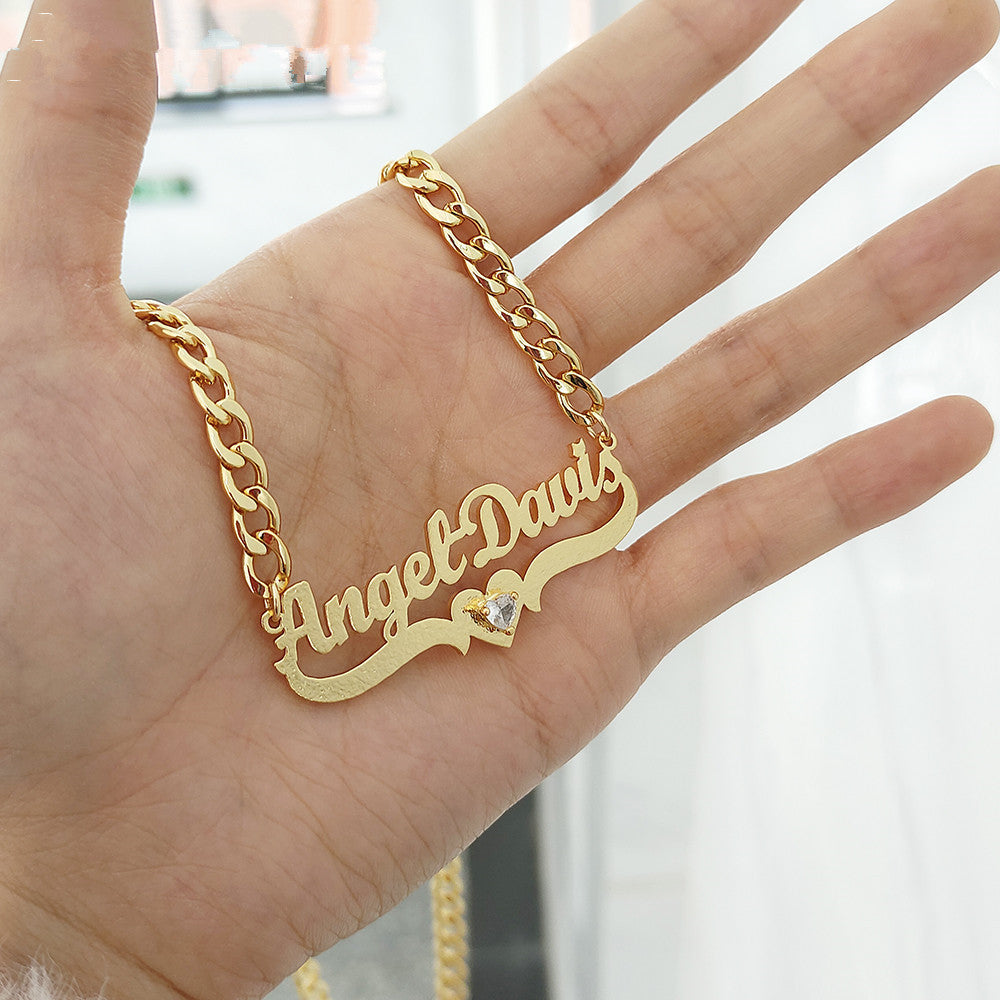 Personalized DIY Name Necklace with Heart Birthstone Creole-boutique