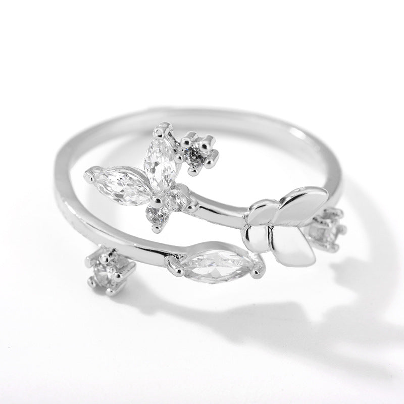Bague réglable en zircon "fleur fraîche" pour femme