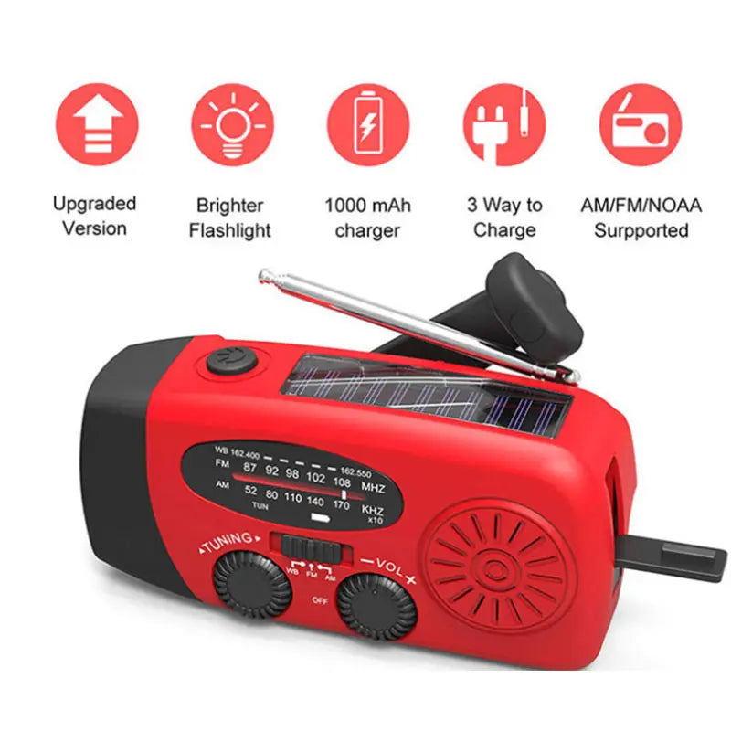 Solar Hand Crank USB Charging Radio Flashlight Creole-boutique