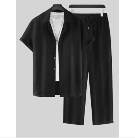 Men's Striped Summer Shirt Set