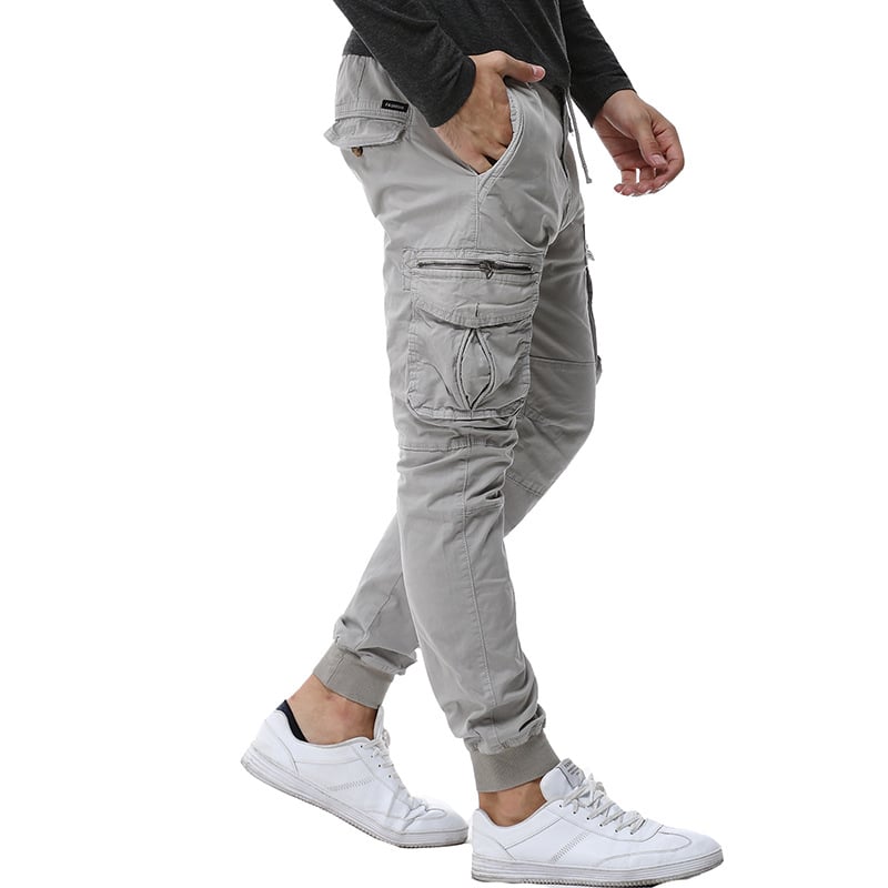 Pantalons cargo décontractés à taille élastique et liens de serrage