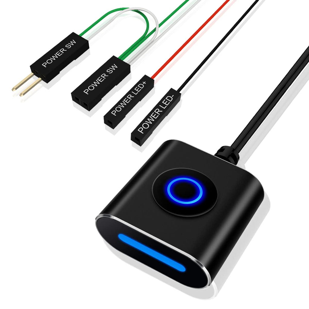 COOIDEA Desktop Computer Power Switch External PC Power Button Power Supply Control Adapter Cable 2.5M ATX Desktop Computer Motherboard Power SW Cables with Magnet Black