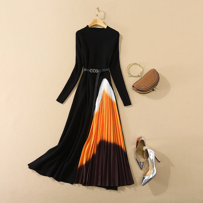Elegant Long-Sleeve Knit Ankle-Length Dress (2020)