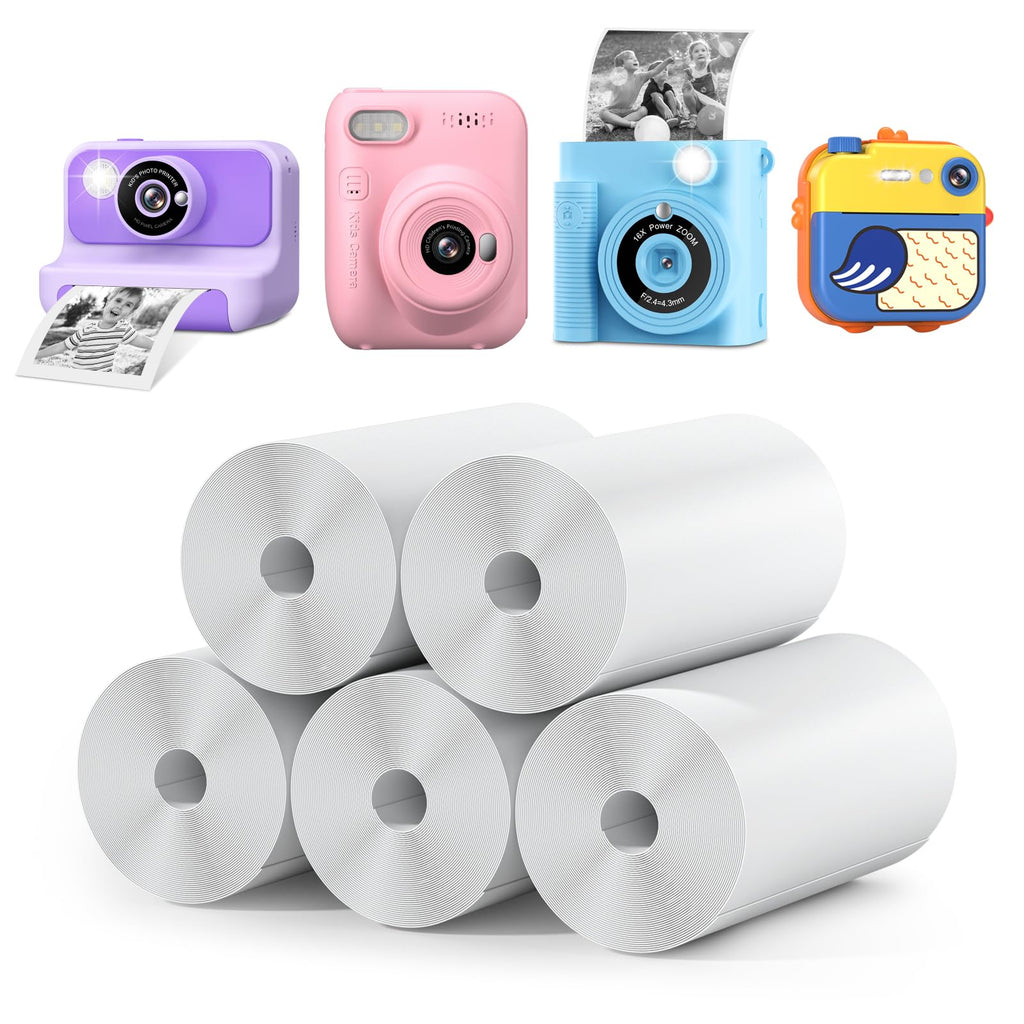 LETSHAHA 5 Rolls Kids Instant Camera Refill Print Paper Photo Printer Thermal Paper Rolls Instant Print Camera for Kids Instant Camera