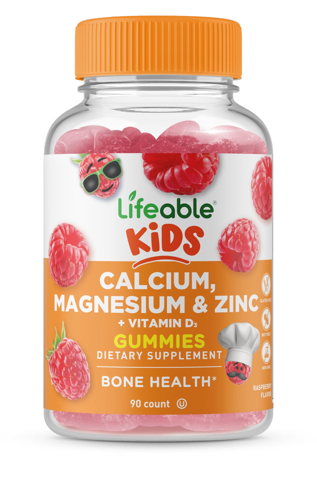 Lifeable Kids Calcium Magnesium Zinc Gummies | Calcium with Vitamin D3 | Great-Tasting Calcium Supplements for Kids | Kids' Calcium Gummies for Bone Health | Magnesium Calcium for Kids | 90 Gummies