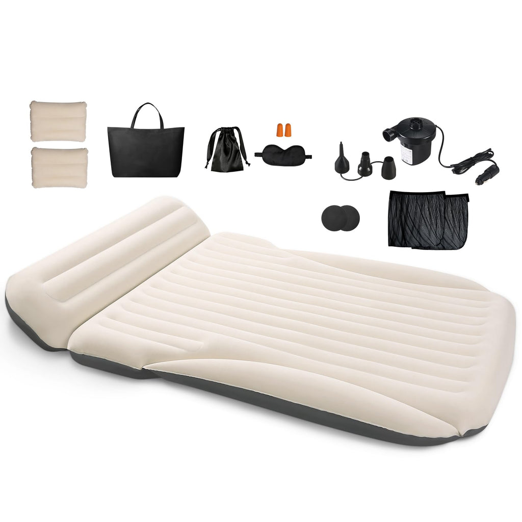 Ciremiv Car Bed with the Most Complete Car Sleeping Accessories | Leakproof Comfortable Durable Car Mattress | Built-in Pillow with Pump Car Air Mattress | for SUV Minivan MPV Road Trip Car Inflatable Bed