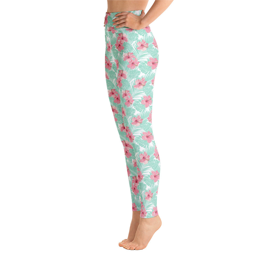 Collants de yoga à fleurs d'île tropicale pour femme