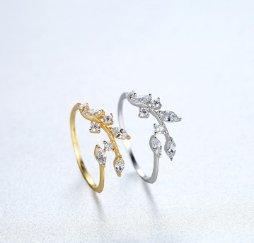 Bague réglable en zircon "fleur fraîche" pour femme