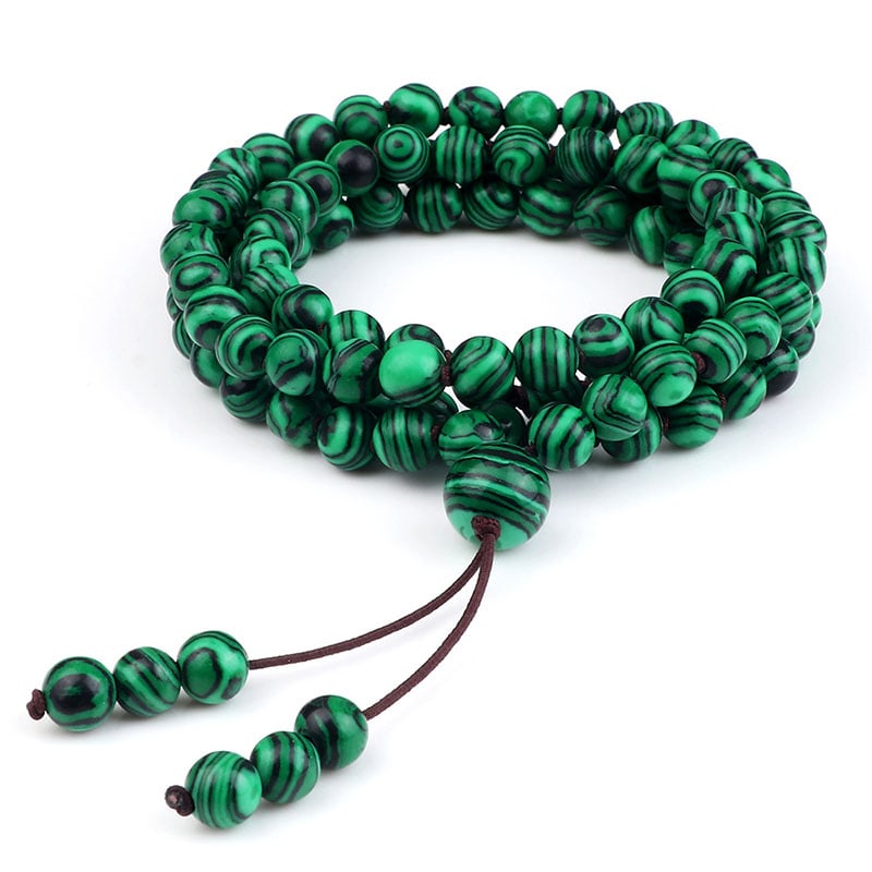 Men's Natural Stone Malachite 108 Beaded Necklace Creole-boutique