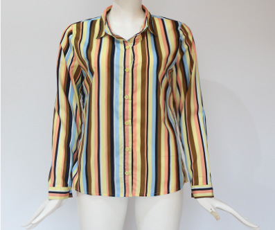 Chemise à manches longues en mousseline de soie rayée pour femme