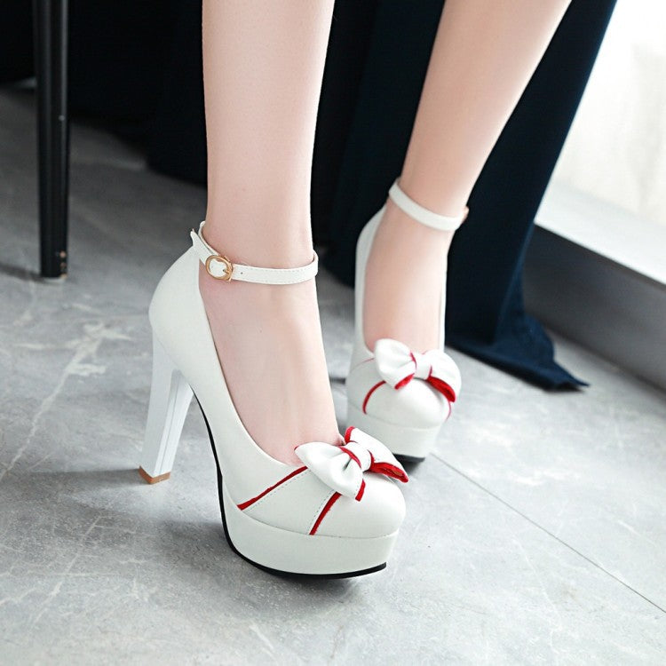 Chaussures à talons épais imperméables à bride pour femme