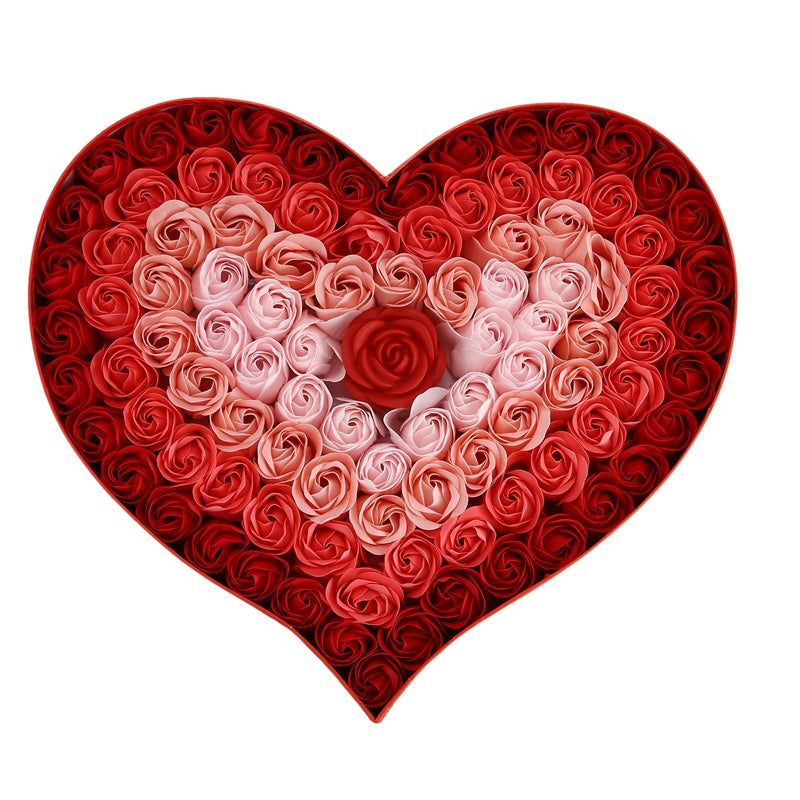 Gradient LED Heart-Shaped Soap Rose Gift Box
