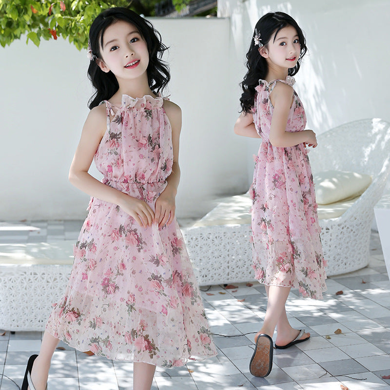 Girls' Bohemian Summer Dress - Floral Beach Maxi Dress Creole-boutique