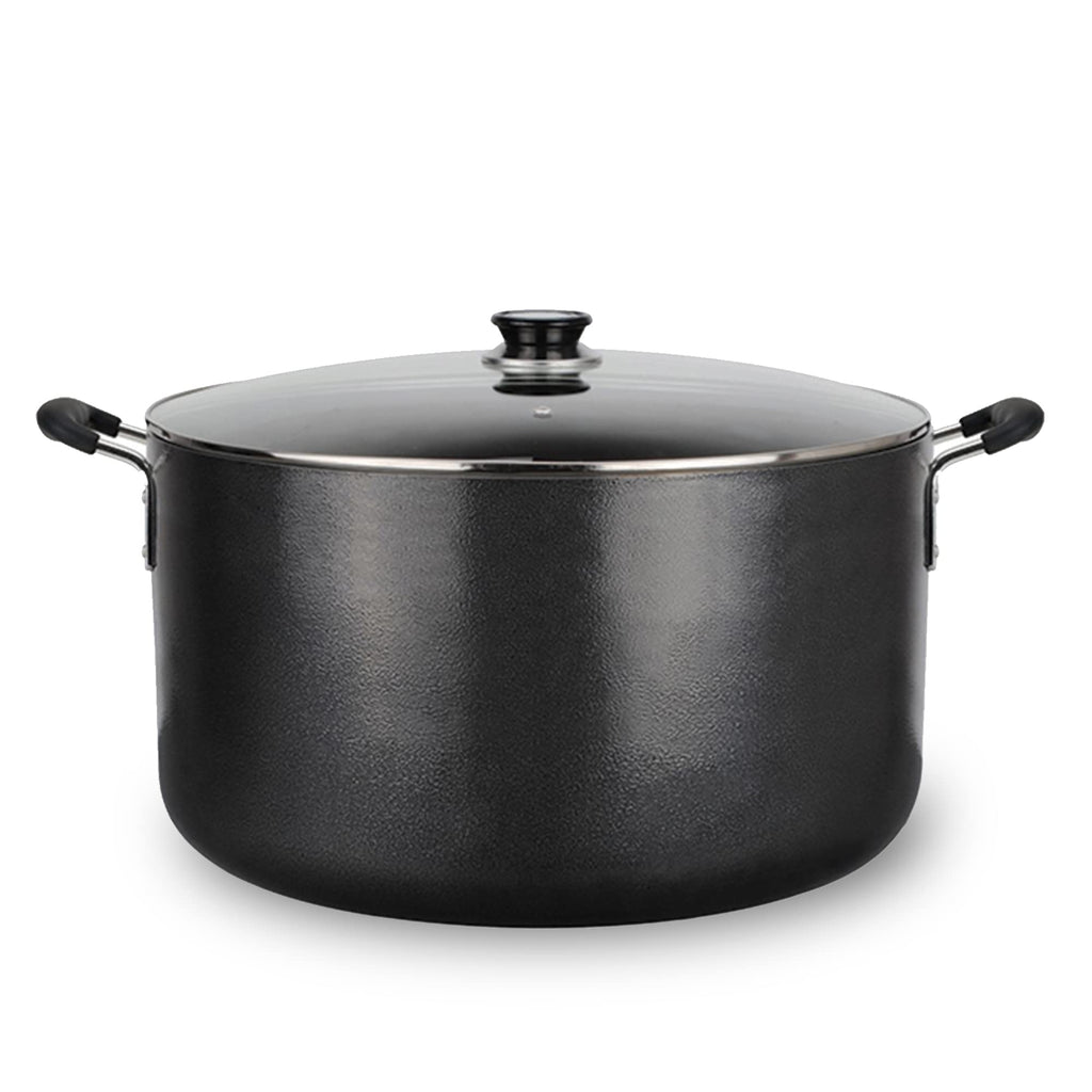 Alpine Cuisine 35 Quart Non-stick Stock Pot with Tempered Glass Lid and Carrying Handles Multi-Purpose Cookware Aluminum Dutch Oven for Braising Boiling Stewing