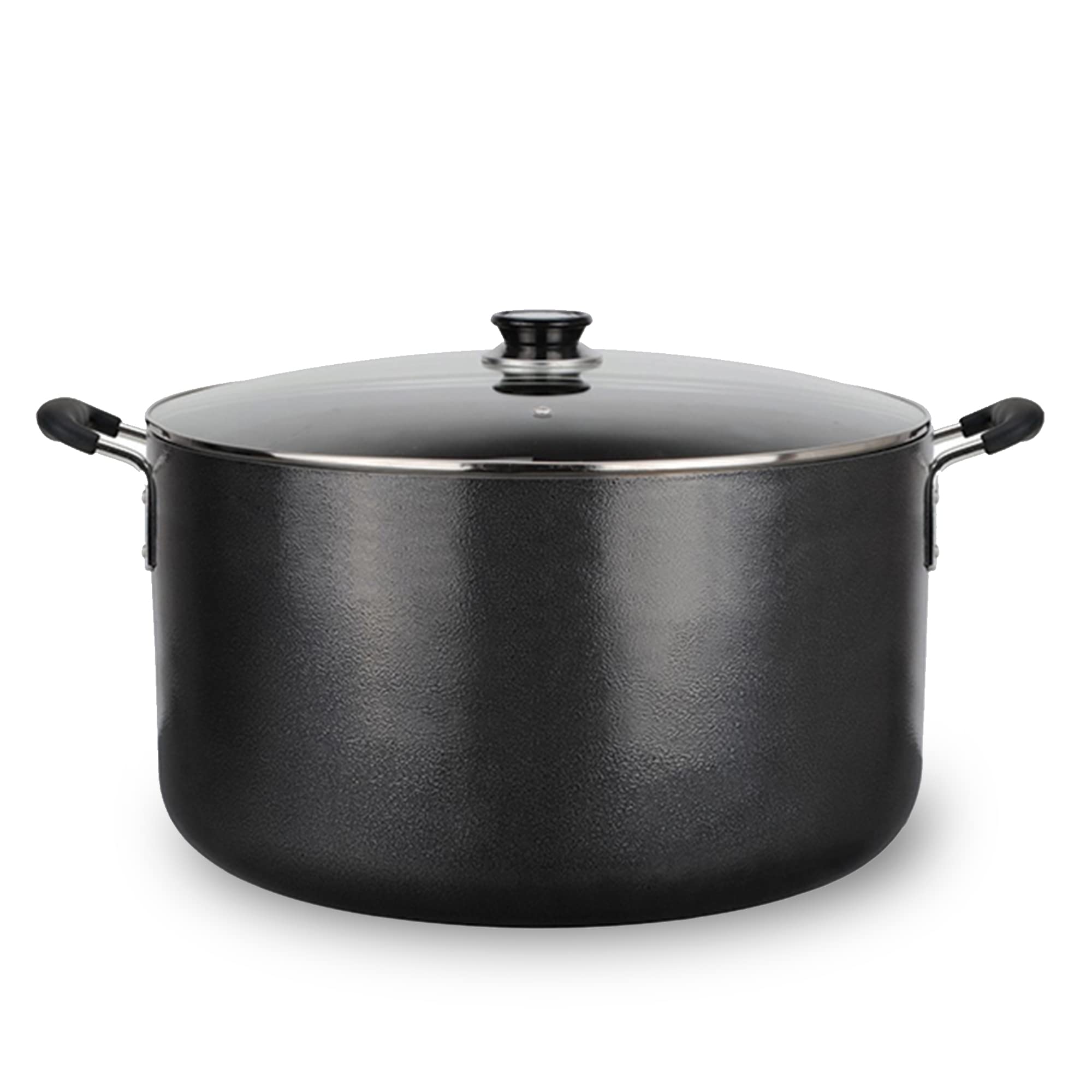Alpine Cuisine 35 Quart Non-stick Stock Pot with Tempered Glass Lid and Carrying Handles Multi-Purpose Cookware Aluminum Dutch Oven for Braising Boiling Stewing