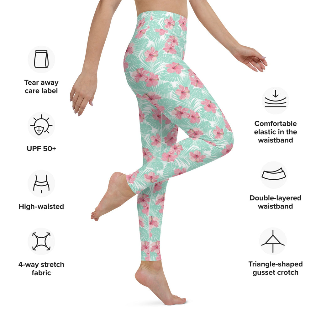 Collants de yoga à fleurs d'île tropicale pour femme