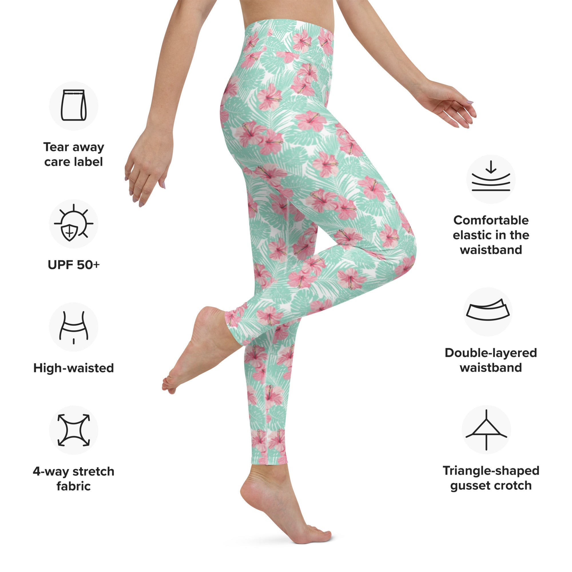 Collants de yoga à fleurs d'île tropicale pour femme