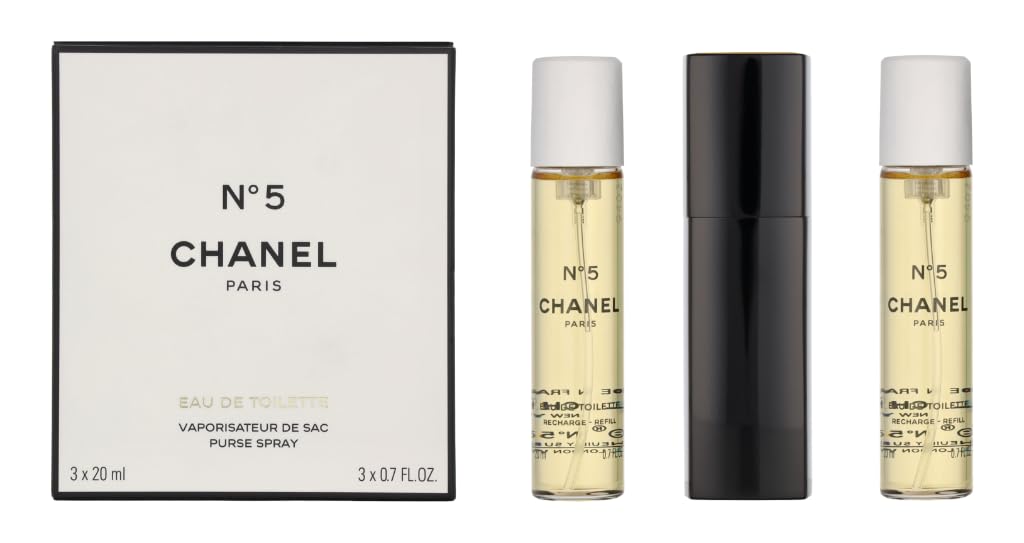 No. 5 by Chanel for Women Set (Eau De Toilette Spray 0.7 Ounce Two Eau De Toilette Refills 0.7 Ounce Each) Creole-boutique