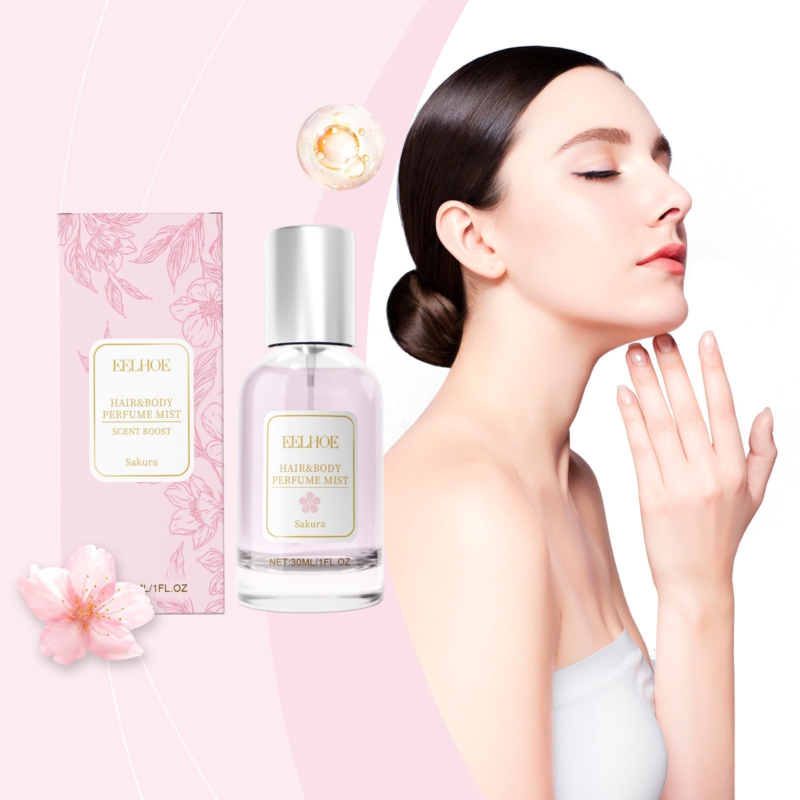 EELHOE Cherry Blossom Body Hair Eau De Parfum Spray Elegant Dating Atmosphere Natural Niche Eau De Parfum Spray Creole-boutique