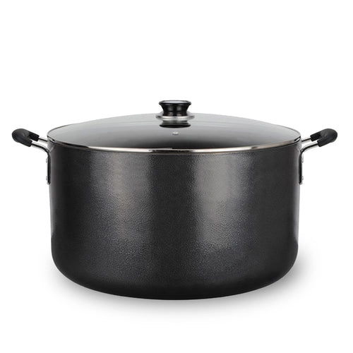 Alpine Cuisine 35 Quart Non-stick Stock Pot with Tempered Glass Lid and Carrying Handles Multi-Purpose Cookware Aluminum Dutch Oven for Braising Boiling Stewing