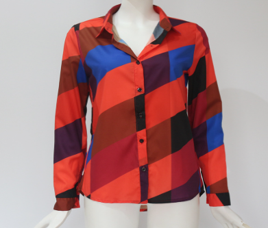 Chemise à manches longues en mousseline de soie rayée pour femme