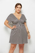 Printed Deep V-Neck Dress with Elastic Waist Creole-boutique