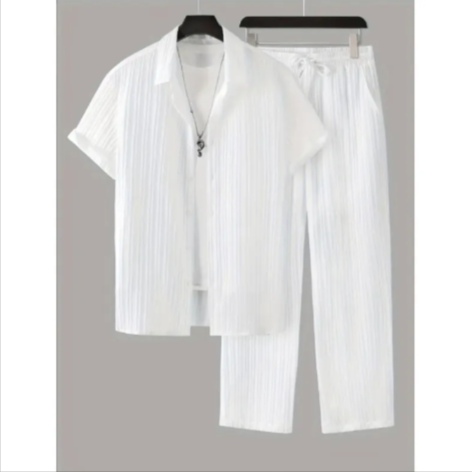 Men's Striped Summer Shirt Set