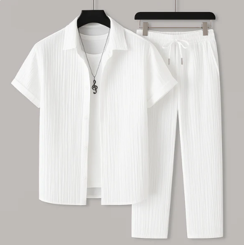 Men's Striped Summer Shirt Set