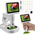 4 IPS Kids Microscope 100-1600X Screen Mini Microscope for Kids Handheld Pocket Digital Microscope Science Kits for Kids Adults 1080P HD Portable Microscope for Kids 8-12