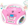 KLIM Candy Kids Portable CD Player for Kids - FM Radio - Batteries Included - CD Boombox for Kids - Cute Pink Radio CD Player with Speakers for Kids and Toddlers - Pink