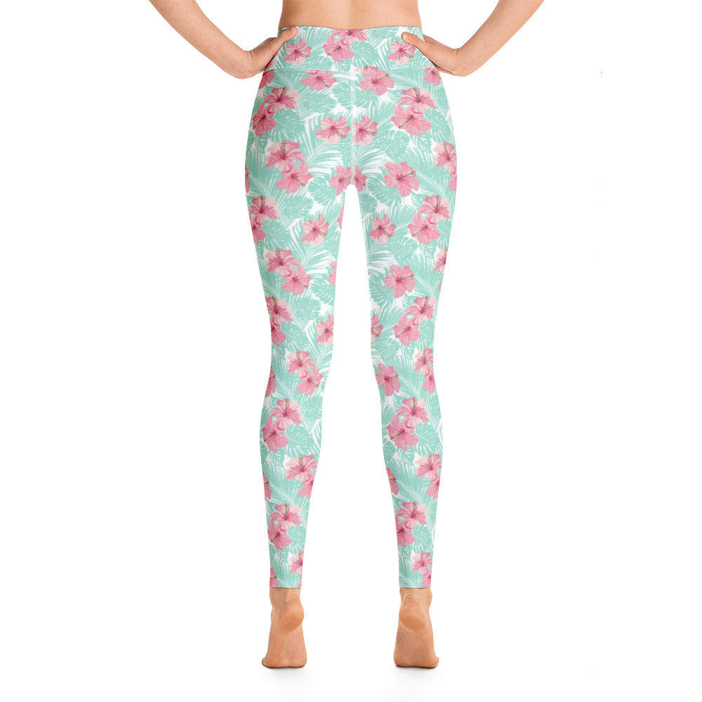 Collants de yoga à fleurs d'île tropicale pour femme