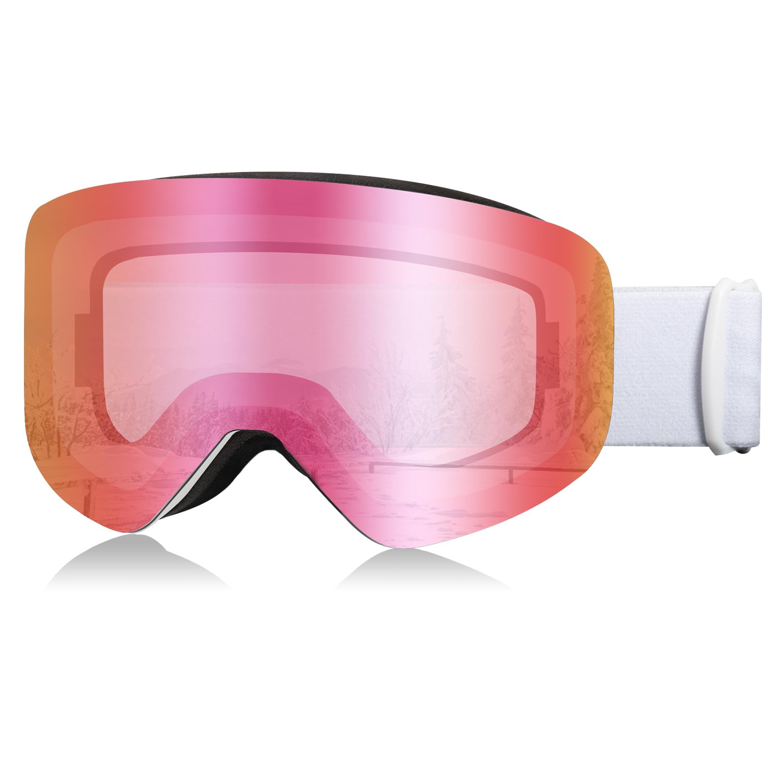 RIGWARL Ski Goggles for Women and Men - 100% UV Protection, Anti-Fog Snow Goggles, OTG, Helmet Compatible Snowboard Goggles for Adults