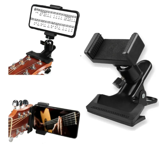 Support de téléphone avec pince pour guitare