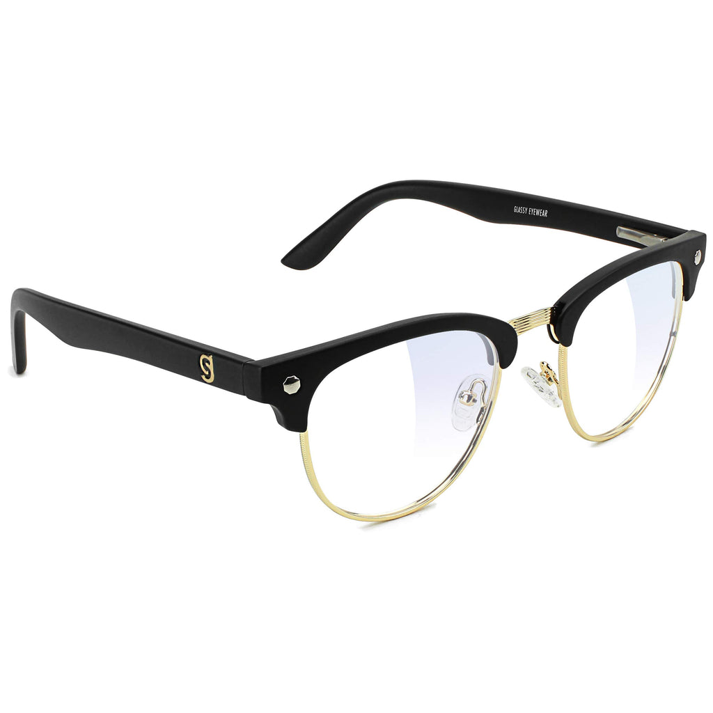 Glassy Morrison Premium Blue Light Blocking Glasses For Kids Anti Eyestrain and Fatigue Glasses for Computer and Gaming Black/Gold frame