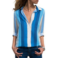 Chemise à manches longues en mousseline de soie rayée pour femme