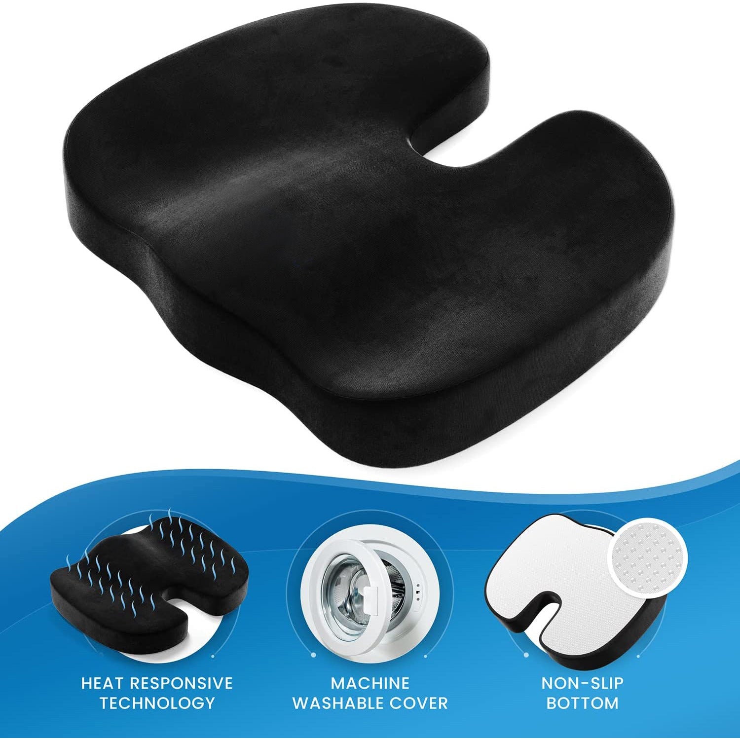 Coussin de siège en mousse à mémoire de forme pour bureau et voiture