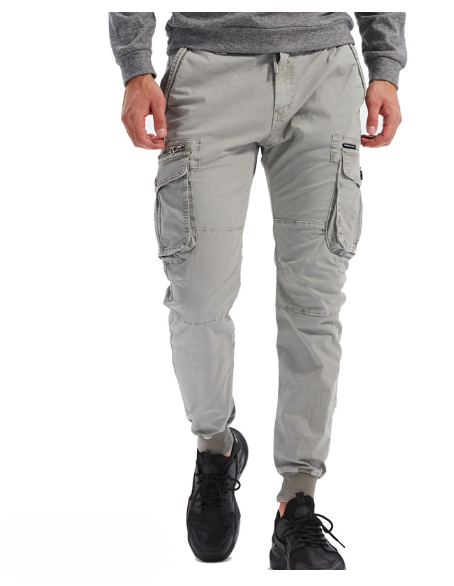 Pantalons cargo décontractés à taille élastique et liens de serrage