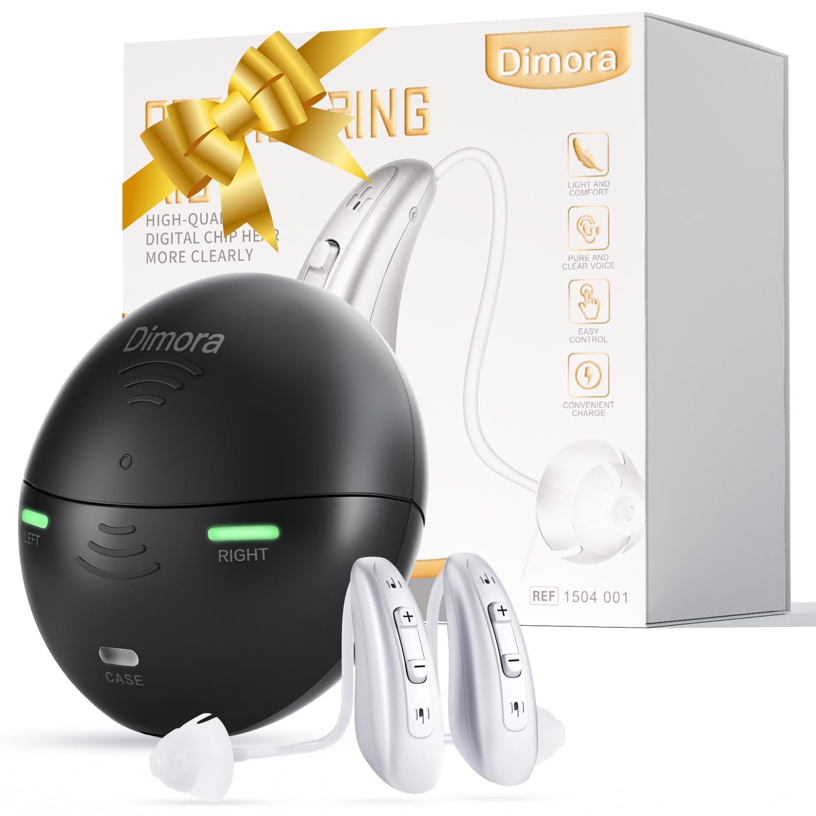 Rechargeable Hearing Aids for Seniors Adults-Dimora BTE Hearing Aid (Not Amplifiers) with 16-Channel Sound Processing for Superior Sound Quality Noise Cancelling Digital Hearing Assist Easy to Use Over-the-Counter (FSA or HSA eligible)
