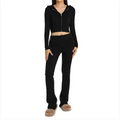 Women’s 2-Piece Knitted Hooded Set - Long-Sleeve Cardigan & High-Waist Trousers Creole-boutique