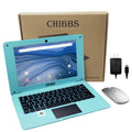 CHIBBS Laptop Computer - 10.1" Inch Kids Laptop Computer Powered by Android 12.0 - Quad Core Processor - 2+64GB ROM - Camera - Bluetooth - 2*USB - WiFi - Blue
